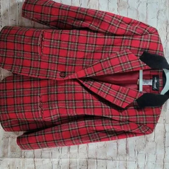 Sag Harbor Jackets & Blazers - Vintage Sag Harbor Tartan Womans Jacket 8P Plaid Checkered Blazer Velvet